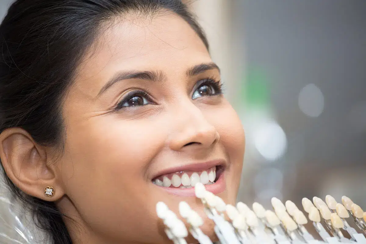 Cosmetic Dentist 15 a woman looking up and smiling