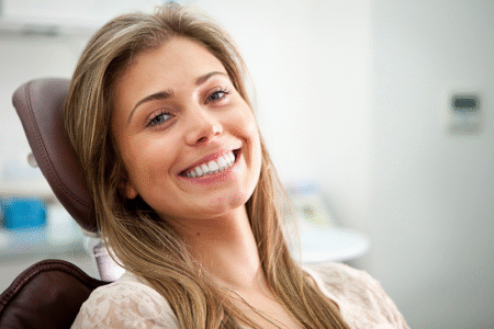 Home 2.0 7 a smiling patient on a dental chair